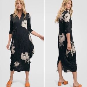Alembika Harper Crinkle Cocoon midi dress roses pattern Size 2 US 8 / 10